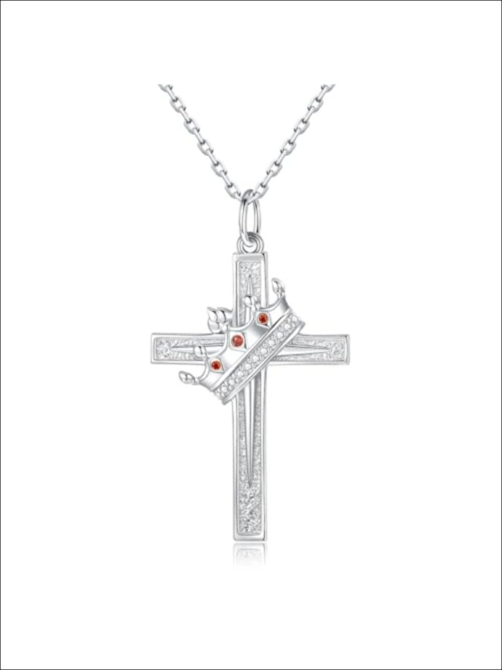 925 Sterling Silver Crown Cross Pendant Necklace for Women Christian Jewelry